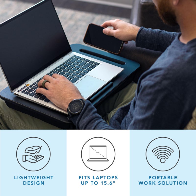 LAPGEAR Sidekick Lap Desk with Device Ledge and Phone Holder - Black - Fits up to 15.6 Inch Laptops - Style No. 44218 - Image 2