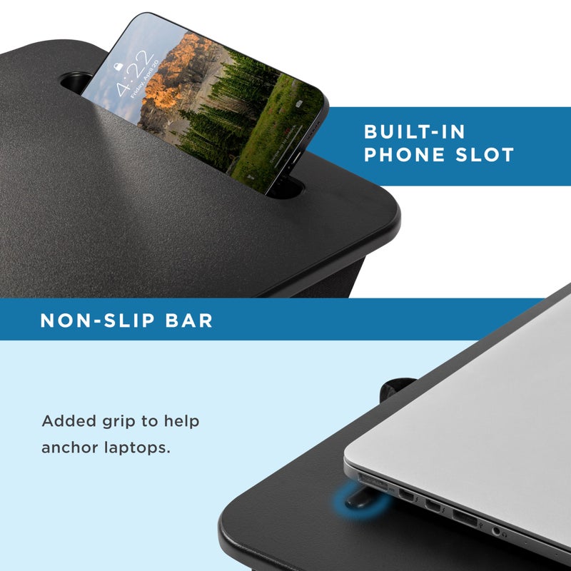 LAPGEAR Sidekick Lap Desk with Device Ledge and Phone Holder - Black - Fits up to 15.6 Inch Laptops - Style No. 44218 - Image 4