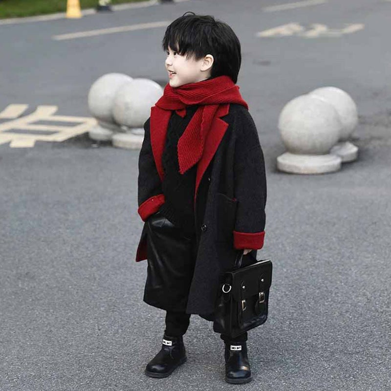 Boy'S Stylish Double-Sided Wool Coat 2026 Winter New Children'S Clothing Korean Style Handsome Jacket Trendy - Image 5