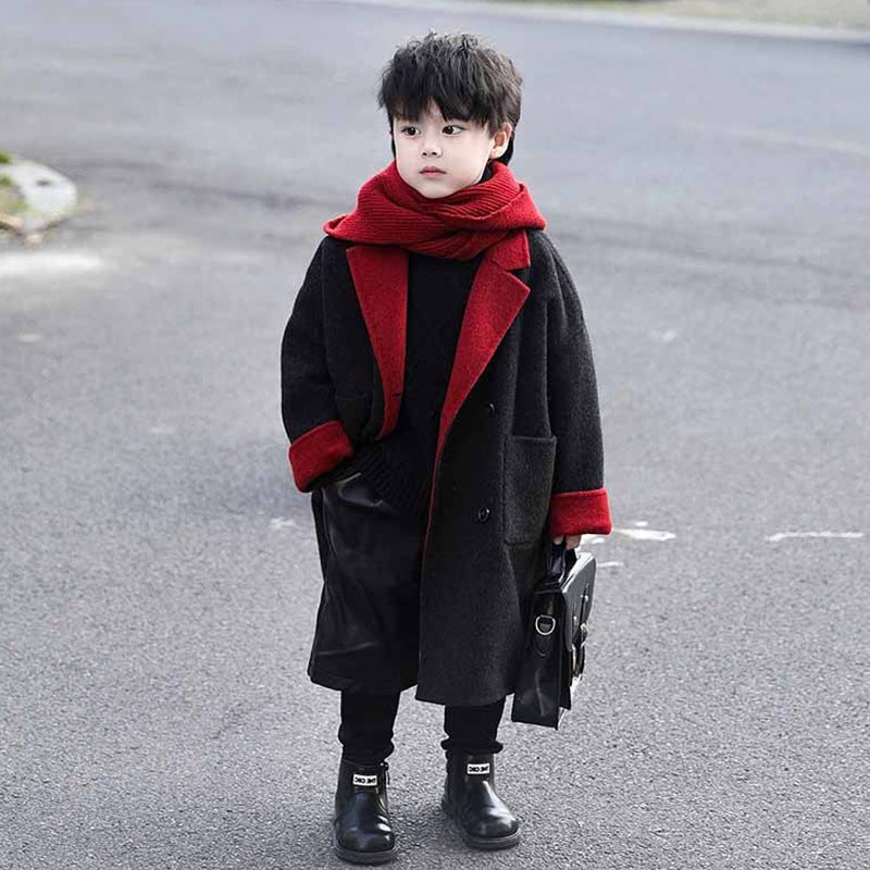 Boy'S Stylish Double-Sided Wool Coat 2026 Winter New Children'S Clothing Korean Style Handsome Jacket Trendy - Image 1