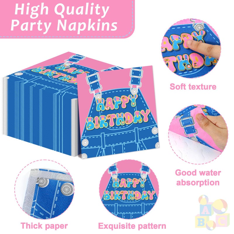 ojustbeok 96 Pcs Girls Party Decorations Cartoon Teacher Plates and Napkins Happy Birthday Tableware Set Decor Supplies for Birthday Baby Shower Girl Cartoon Party Favors for 24 Guests - Image 4