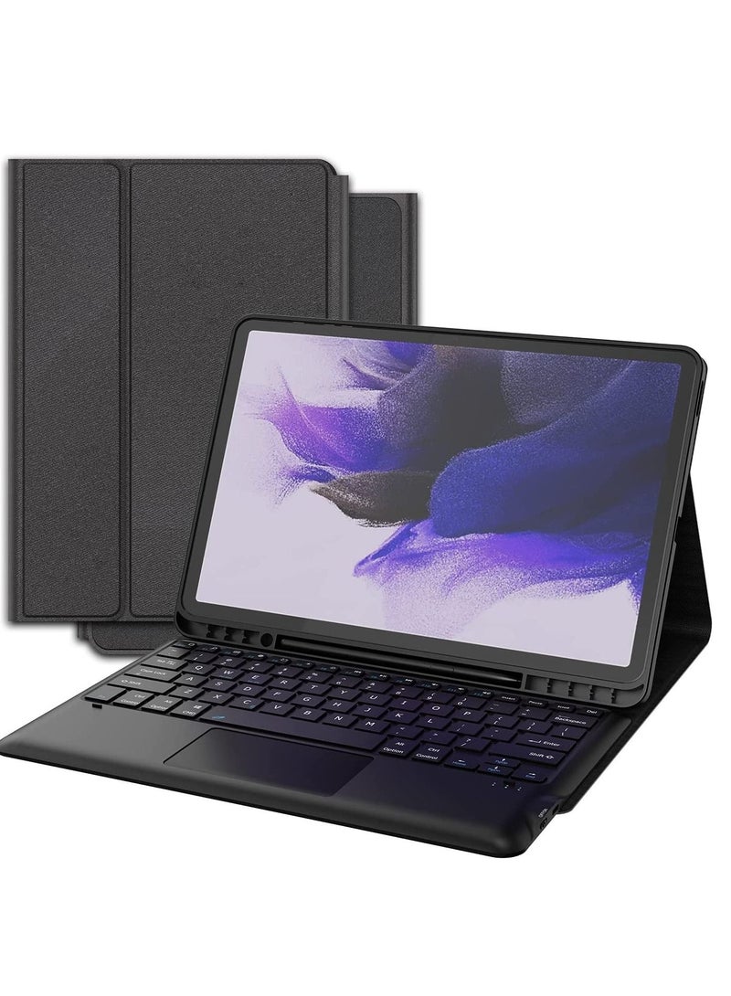 MUNTAQI Keyboard Case for Samsung Galaxy Tab S7 FE 12.4" 2021  Smart Wireless Waterproof Detachable Magnetic Tablet Trackpad Keyboard Cover for S7 FE SM-T730/T736 with S Pen Holder (Black)… - Image 1
