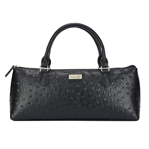 Sachi La Soirée Insulated Purse – Stylish Single Bottle Tote with Thermal Lining – Portable Carrier Bag with Handle (Black Ostrich) - Image 3