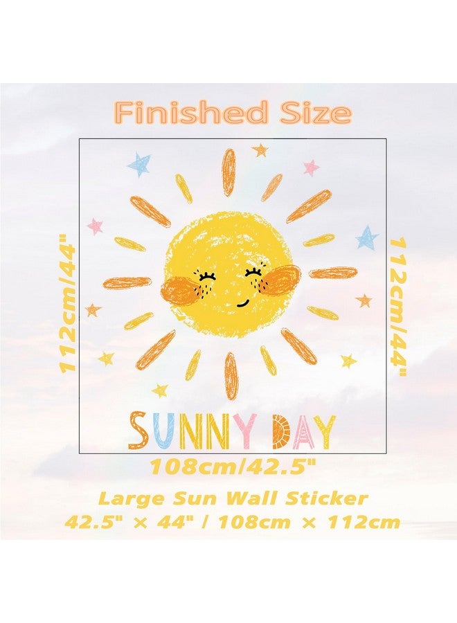 Eutecado Sun Wall Decals Watercolor Sunny Day Wall Stickers for Kids Room, Lovely Smile Sun Wall Decor Stickers Peel and Stick Colorful Star Wall Decorations for Playroom Classroom Nursery - Image 4