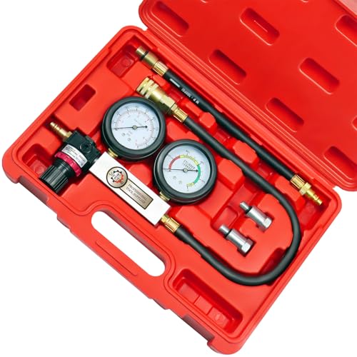 JIFETOR Cylinder Leak Down Tester Kit, Professional Dual Pressure Gauges Engine Compression Leakdown Detector Leakage Test Set for Gasoline Engine with 10 12 14mm Spark Plugs on Car Truck Motorcycle - Image 1