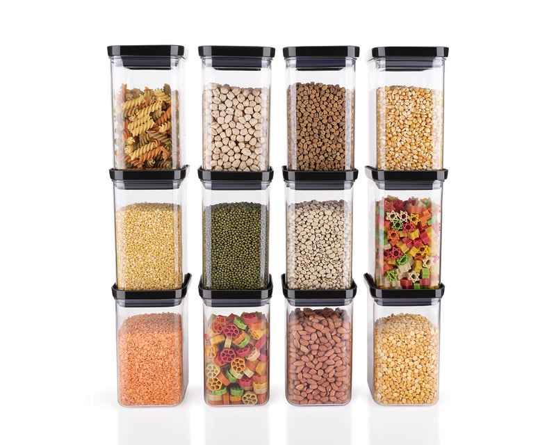 Kitchwell Air Tight Containers for Kitchen Organizer Storage Set | Square Airtight Storage Jar and Container Organizer | Plastic Kitchen containers Set | Home and Kitchen Storage Boxes (1100 ML, 10) - Image 5