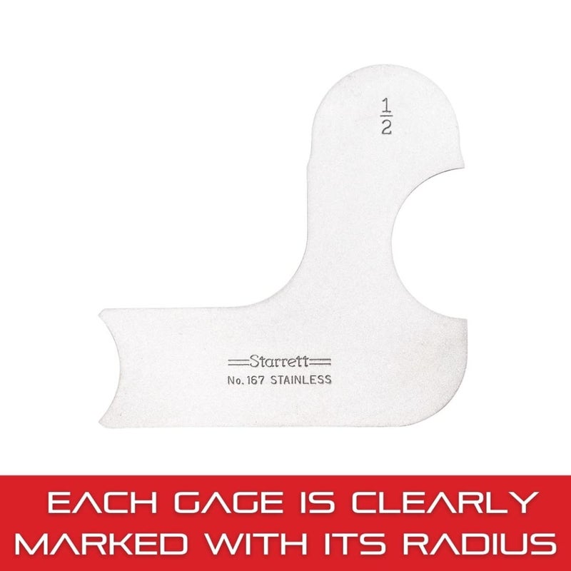 Starrett Individual Radius Gage for Both Convex and Concave Radii - Ideal for Carpenters and Constructions - Stainless Steel, 1/2" Radius Gage, Inch Reading - 167-1/2 - Image 5