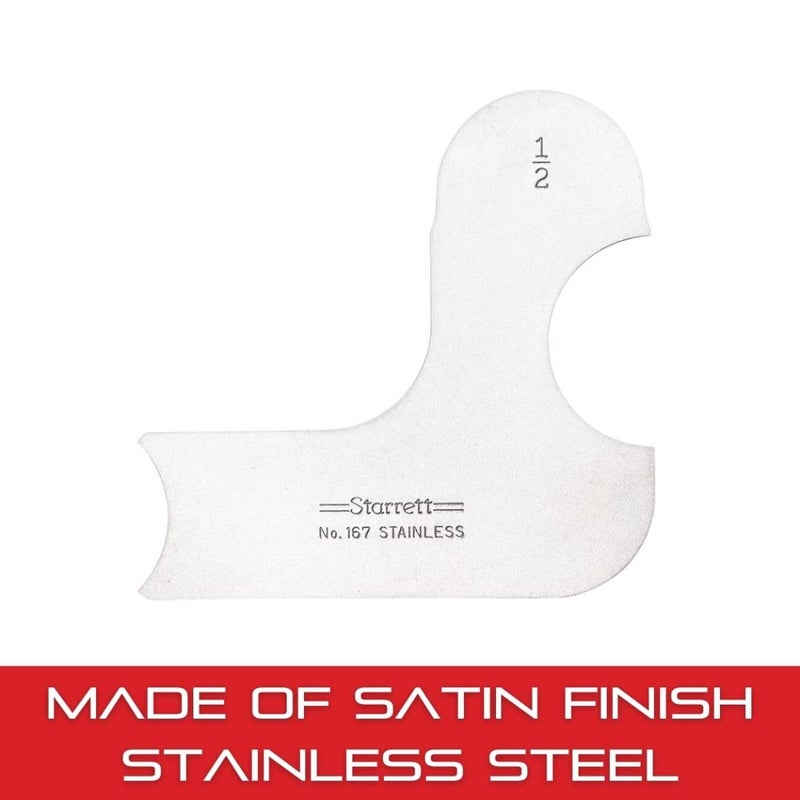 Starrett Individual Radius Gage for Both Convex and Concave Radii - Ideal for Carpenters and Constructions - Stainless Steel, 1/2" Radius Gage, Inch Reading - 167-1/2 - Image 4