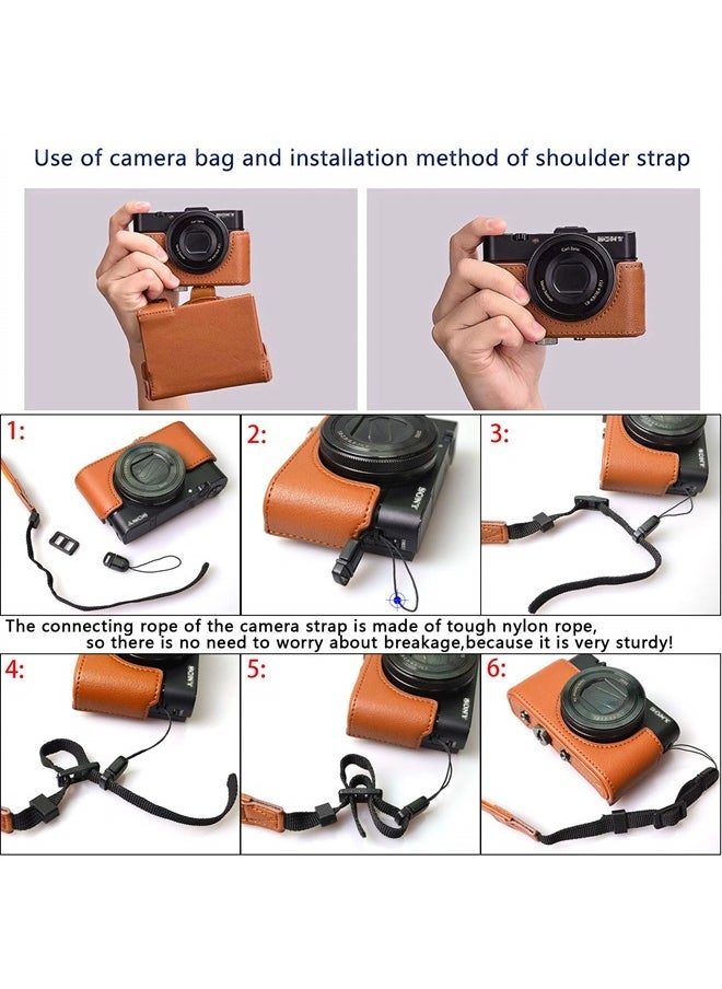 Hargedis - XEVN for Sony rx100 case,for Sony rx100 vi case,dsc-rx100 Mark ii,dsc-rx100 iii.dsc-rx100 iv,dsc-rx100 v RX100 VII m6 5a m3 Protective Leather Camera Case Bag with Camera Shoulder Strap - Image 1