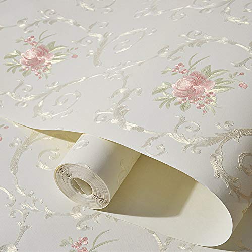 GLOW4U Non-Woven Decorative Flower Contact Paper Self Adhesive Luxury Embossed Floral Peel and Stick Wallpaper for Wall Living Room Bedroom Crafts Wall Decor 20.83 Inches by 9.8 Feet - Image 2