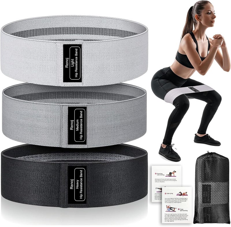 RenoJ Resistance Bands for Working Out: 3-Set Professional Exercise Bands for Pilates, Yoga, Home Gym, Booty, Leg Training | Heavy/Medium/Light Fabric Loops for Women Men - Image 1