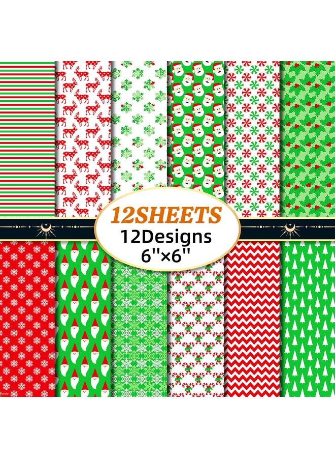 Bluejw 12 Sheets/pack Hand Account Material Paper Background Paper Christmas DIY Photo Album Clip Paper Art Card Pattern Paper - Image 2