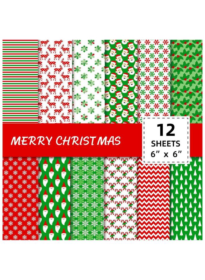 Bluejw 12 Sheets/pack Hand Account Material Paper Background Paper Christmas DIY Photo Album Clip Paper Art Card Pattern Paper - Image 1
