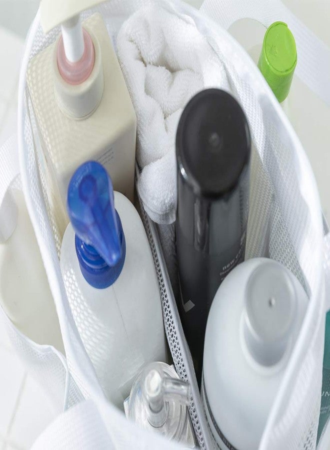 ALYER Large Mesh Dive Tote Bag with Separated Inner Compartment,Portable Shower Caddy Bath Organizer with Durable Handles and Zipper (White) - Image 4