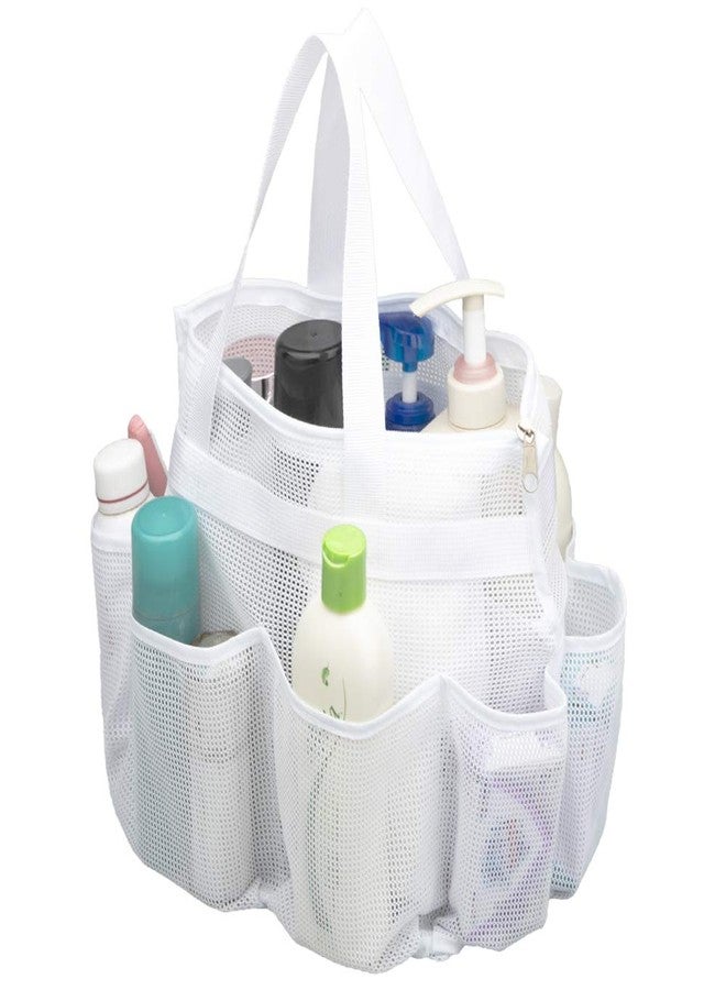 ALYER Large Mesh Dive Tote Bag with Separated Inner Compartment,Portable Shower Caddy Bath Organizer with Durable Handles and Zipper (White) - Image 1