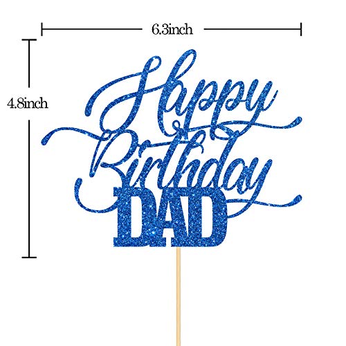 INNORU Glitter Happy Birthday Dad Cake Topper - Father's Birthday Cake Decor - Father's Day Party Cake Decorations for Men - Navy Blue - Image 3