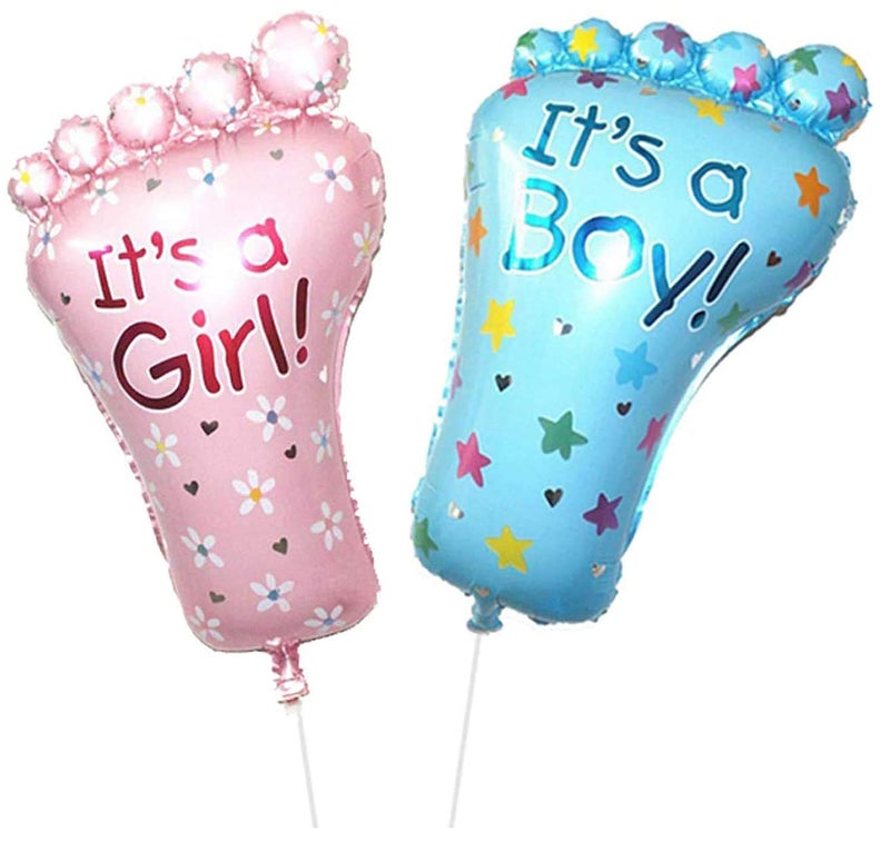 Amit Marketing Baby Shower Decoration Kit Combo - Fringe Foil Curtains, Banner, Foot Balloons & Latex Metallic Balloons I It?s a boy and a Girl Lovely Balloon I Party Decor items - Set of 15 Pcs - Image 3