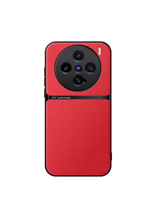 The Bros Case For vivo X200 Pro mini Litchi Leather Magnetic Full Coverage Shockproof Phone Case