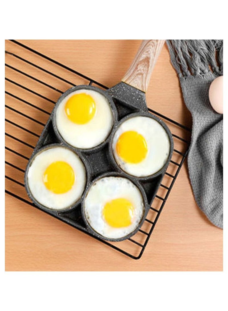 4 Slots Egg Burger Pancake Maker Wooden Handle Nonstick Cooking Pot  - Image 1