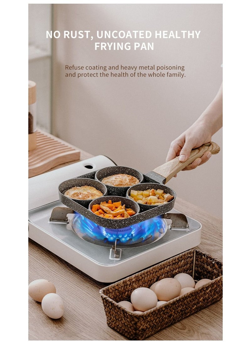 4 Slots Egg Burger Pancake Maker Wooden Handle Nonstick Cooking Pot  - Image 4