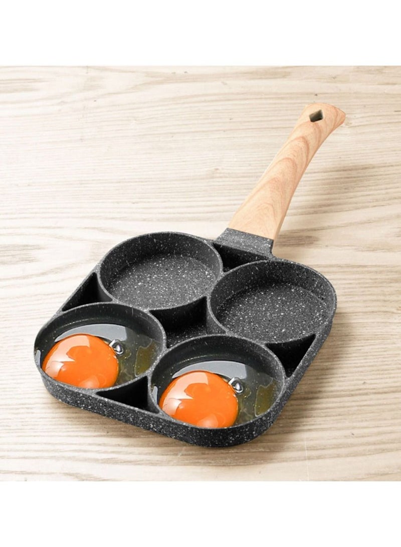 4 Slots Egg Burger Pancake Maker Wooden Handle Nonstick Cooking Pot  - Image 3