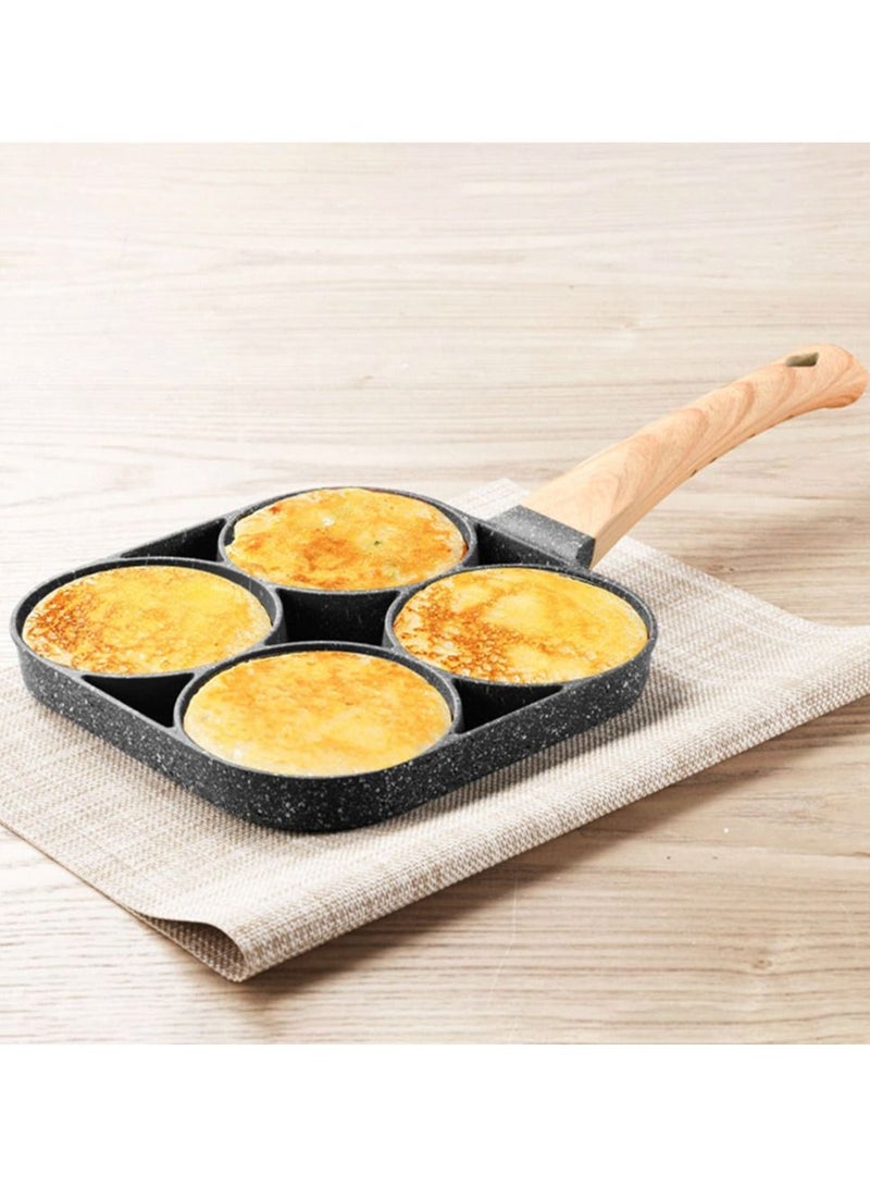 4 Slots Egg Burger Pancake Maker Wooden Handle Nonstick Cooking Pot  - Image 2