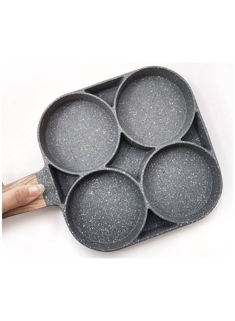 4 Slots Egg Burger Pancake Maker Wooden Handle Nonstick Cooking Pot  - Image 5