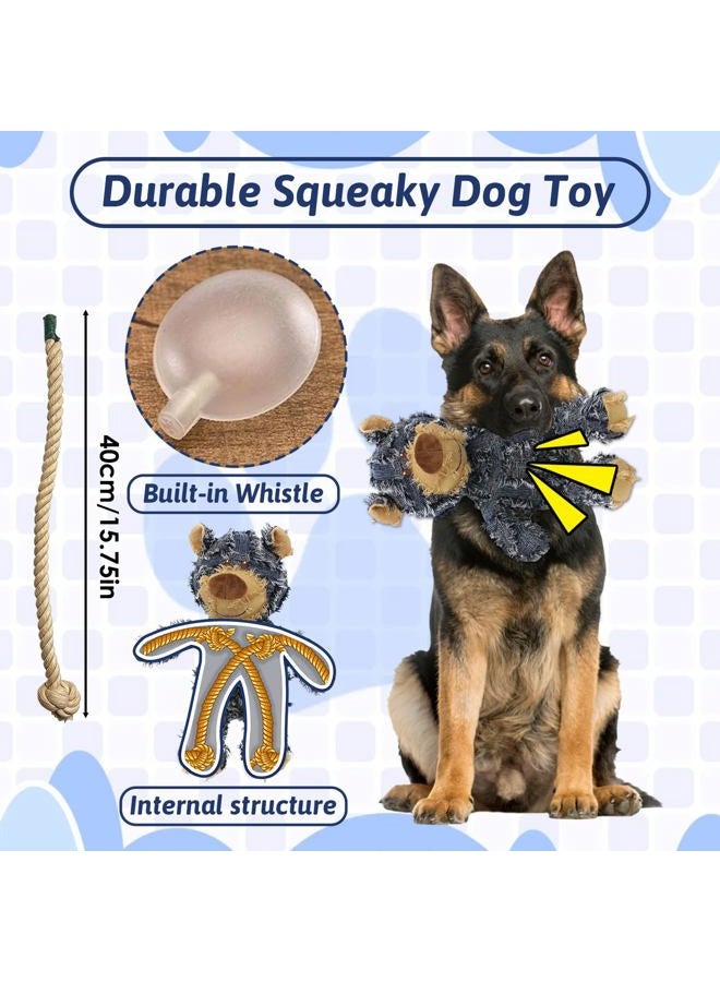 MAXBECK Dog Companion for Heavy Chewers- Indestructible Robust Bear Dog Toy, Resistant Squeaky Dog Toys for Heavy Chewers, Unbreakable Stuffed Plush Dog Toys for Aggressive Chewers (A-Navy) - Image 5