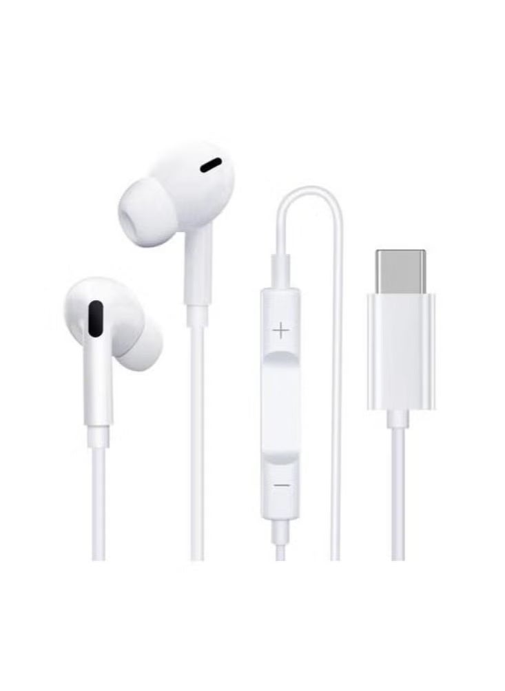 ELTRAZONE Type-C In-Ear Earphones with Built-In Microphone – White | High-Fidelity Stereo Sound, Noise-Isolating, Tangle-Free Cable, Ergonomic Fit, Compatible with Samsung, Huawei, Vivo & Android Smartphones with Type-C Port - Image 2