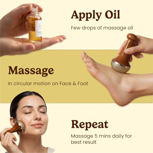 Homeda Kansa Vati Foot Massager, Kansa Wand for Foot Massage with Teak Wooden Handle, Kasya Vatki, Kasa Wati Thali Machine, Kansya Vati, Kanse ki Katori, Swakansa - Detox, Feet Relaxation (Bronze) - Image 3