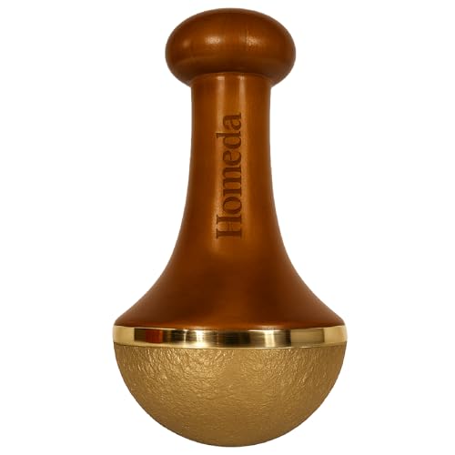 Homeda Kansa Vati Foot Massager, Kansa Wand for Foot Massage with Teak Wooden Handle, Kasya Vatki, Kasa Wati Thali Machine, Kansya Vati, Kanse ki Katori, Swakansa - Detox, Feet Relaxation (Bronze) - Image 1