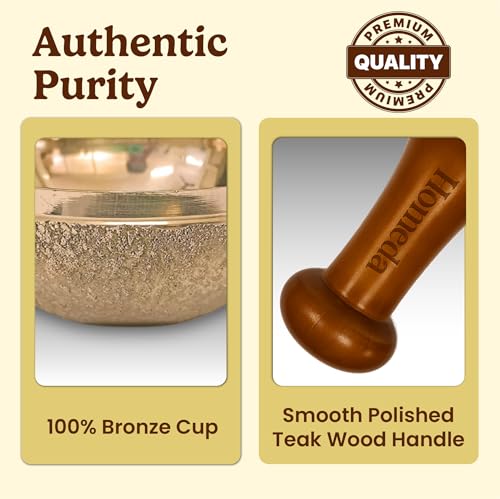 Homeda Kansa Vati Foot Massager, Kansa Wand for Foot Massage with Teak Wooden Handle, Kasya Vatki, Kasa Wati Thali Machine, Kansya Vati, Kanse ki Katori, Swakansa - Detox, Feet Relaxation (Bronze) - Image 5