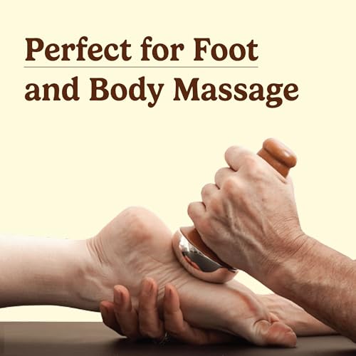 Homeda Kansa Vati Foot Massager, Kansa Wand for Foot Massage with Teak Wooden Handle, Kasya Vatki, Kasa Wati Thali Machine, Kansya Vati, Kanse ki Katori, Swakansa - Detox, Feet Relaxation (Bronze) - Image 2