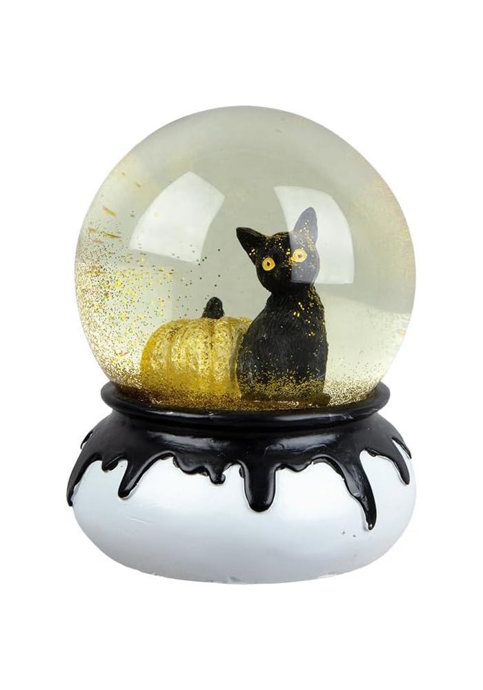 Daiso Halloween Snow Globe – Cat with Pumpkin - Image 1