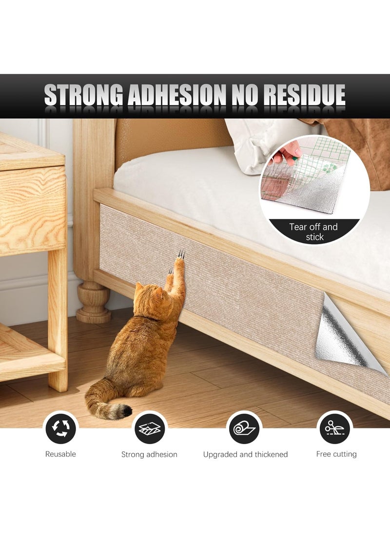 2PCS 39.4 "x15.8" Self-adhesive Cat Scratch Mats - DIY Cat Scratcher Pads القابلة للقطع لحماية الأريكة والجدار والأبواب والأثاث ، وغطاء مضاد للخدش الدائم لأبراج القط ووسائد استبدال (بيج) - Image 2