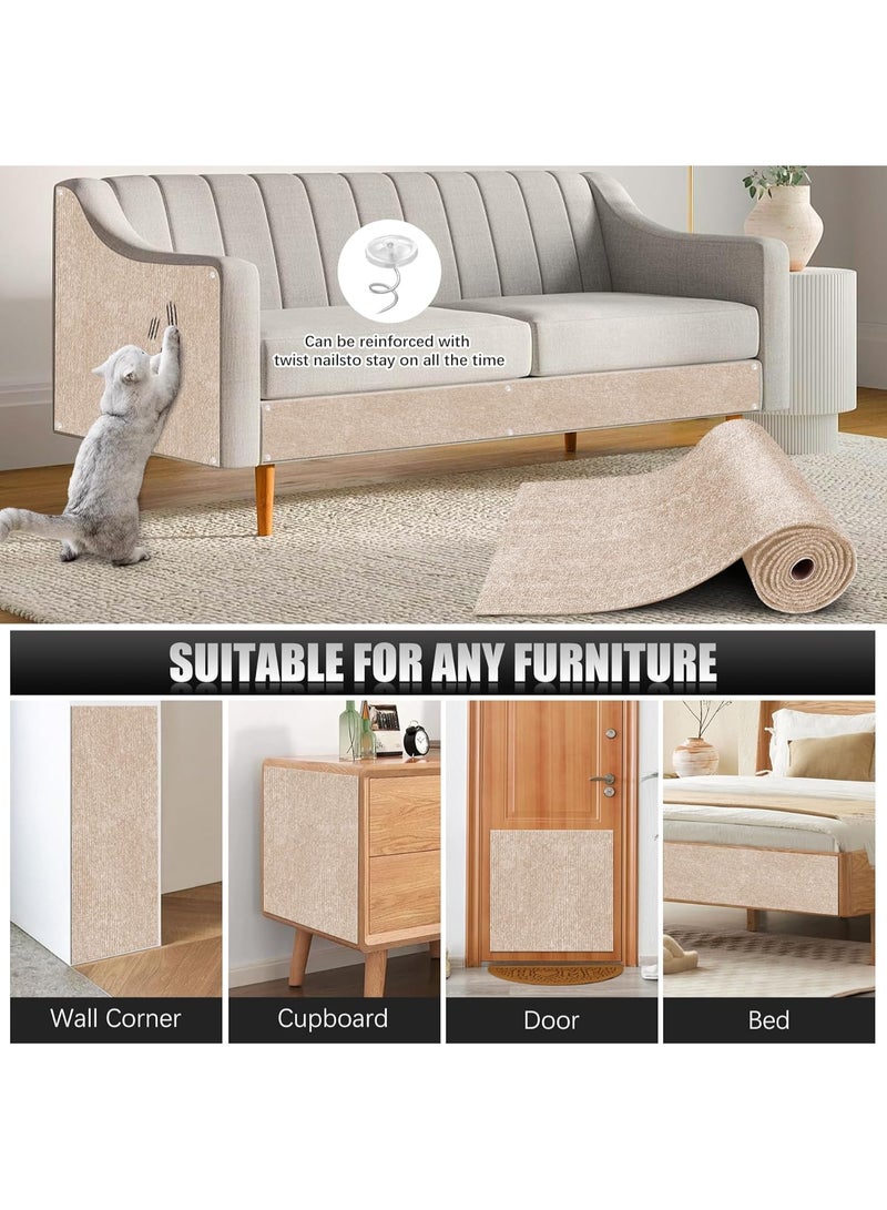 2PCS 39.4 "x15.8" Self-adhesive Cat Scratch Mats - DIY Cat Scratcher Pads القابلة للقطع لحماية الأريكة والجدار والأبواب والأثاث ، وغطاء مضاد للخدش الدائم لأبراج القط ووسائد استبدال (بيج) - Image 5
