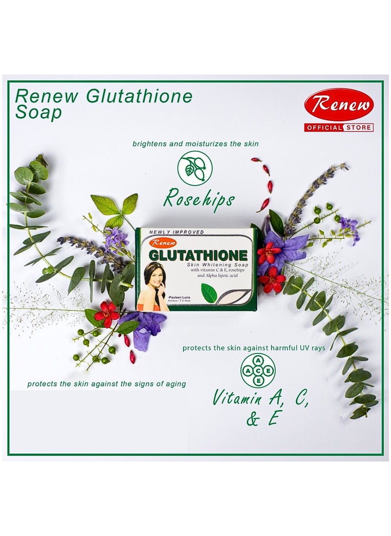 Renew - 2 Piece Glutathione Skin Whitening Soap with Vitamin C & E, Rosehips - Image 1