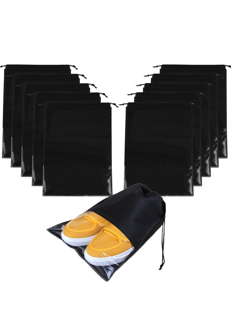 10PCS Waterproof Shoes Storage Bag Pouch Travel Drawstring Bag, Black - Image 1