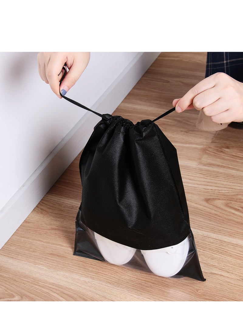 10PCS Waterproof Shoes Storage Bag Pouch Travel Drawstring Bag, Black - Image 3
