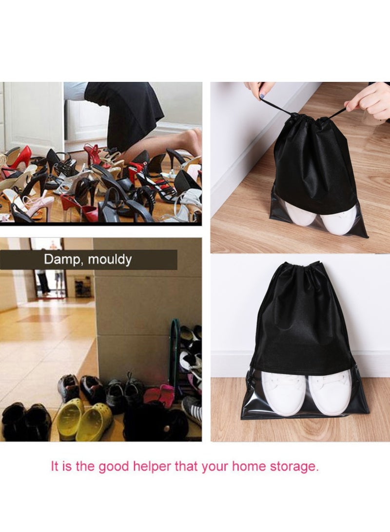 10PCS Waterproof Shoes Storage Bag Pouch Travel Drawstring Bag, Black - Image 5