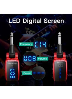 Generic Pick Up Wireless Guitar System Rechargeable Guitar Transmitter Receiver Set Electric Guitar Bass Pick Up (Red)  - Image 3