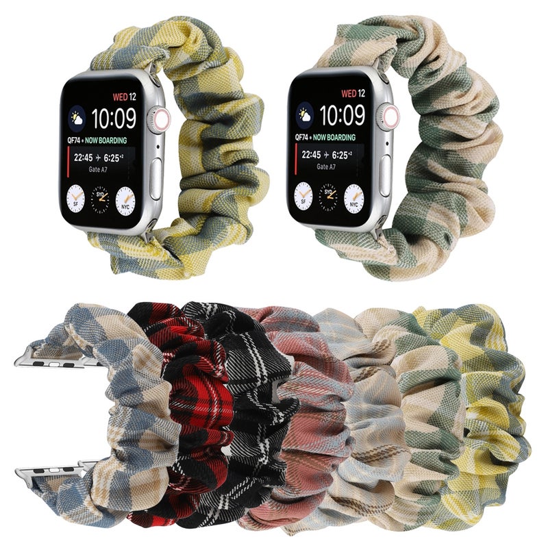For Apple Watch Series 7 41mm / 6 & SE & 5 & 4 40mm / 3 & 2 & 1 38mm JK Uniform Style Cloth + Stainless Steel Watch Band(Khaki + Dark Blue)(Khaki + Dark Blue)