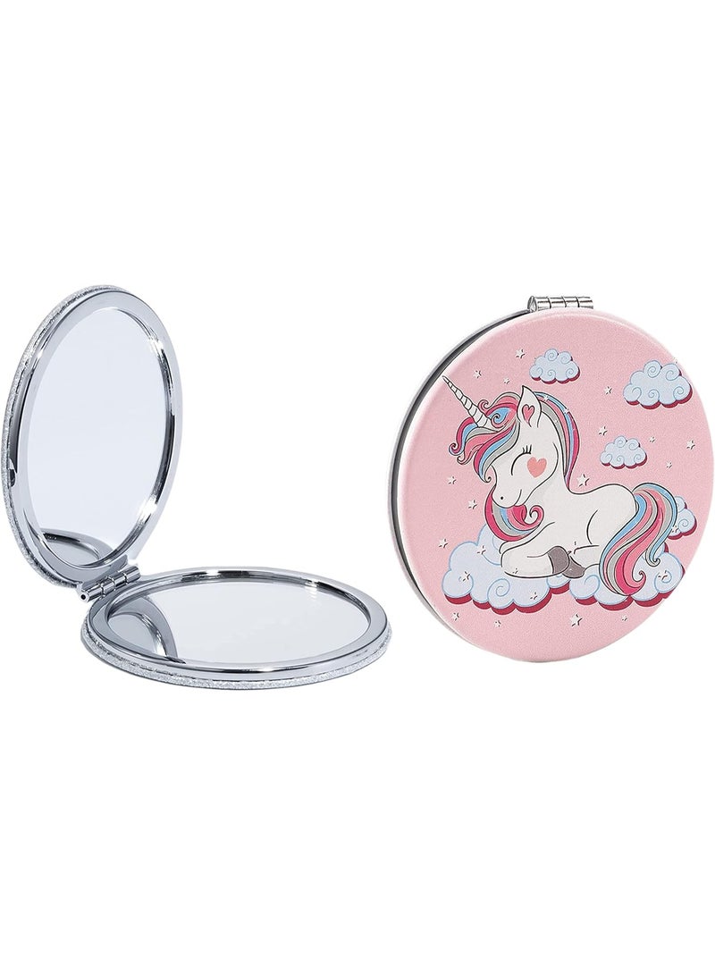 Compact Makeup Mirror Vanity for Women , Men and Girls , Multicolored Elegant Round Travel Cosmetic Mirrors for Pocket, Purse or Handbag, Portable Small Magnifying Handheld Mirrorf - Image 3