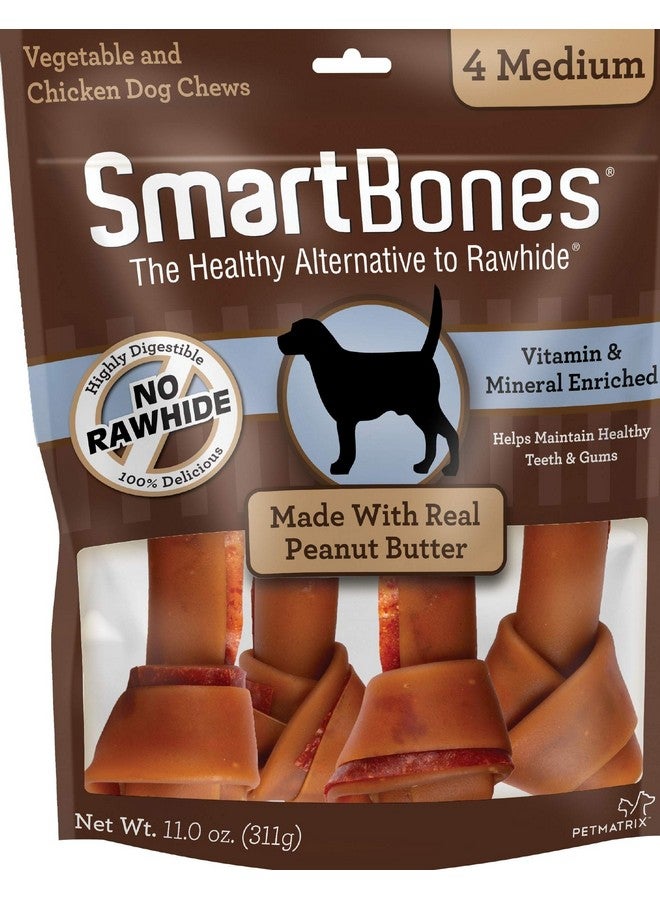 SmartBones Medium Chews With Real Peanut Butter Rawhide- Free Chews For Dogs, 4 Count - Image 1