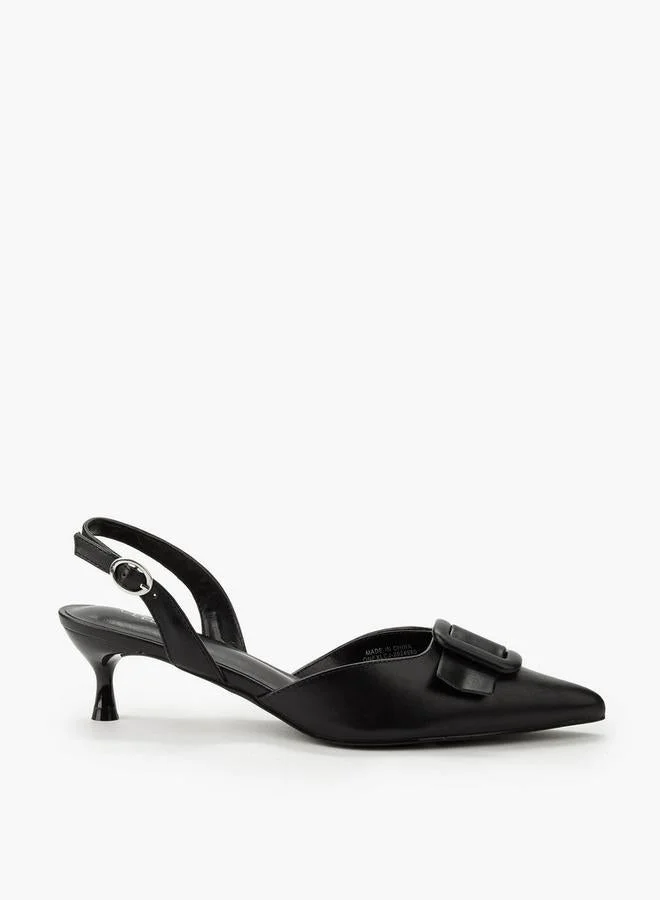 سيليست Women Buckle Detail Kitten Heel Pointed Toe Shoes