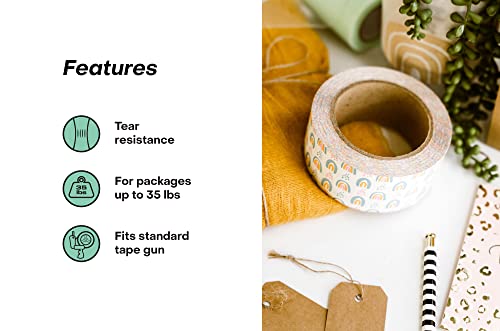 Package Mint Shipping Packing Tape 2 Inch x 110 Yards, 330 Ft Decorative Packaging Tape – Decorative Box Sealing Small Business Supplies – Cute Packaging [Boho Rainbow] - Image 2