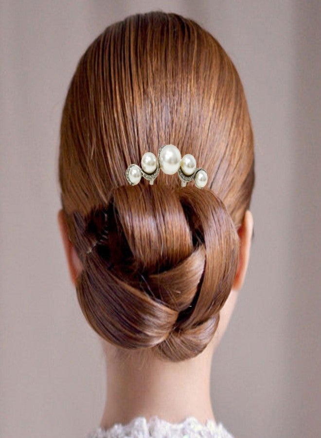 DeepSexual 2Pcs Pearl U-Shaped Hair Pins for Buns, Vintage Metal Twist-Style Hair Comb Clips Accessories for Women (Black/Gold) - Image 4
