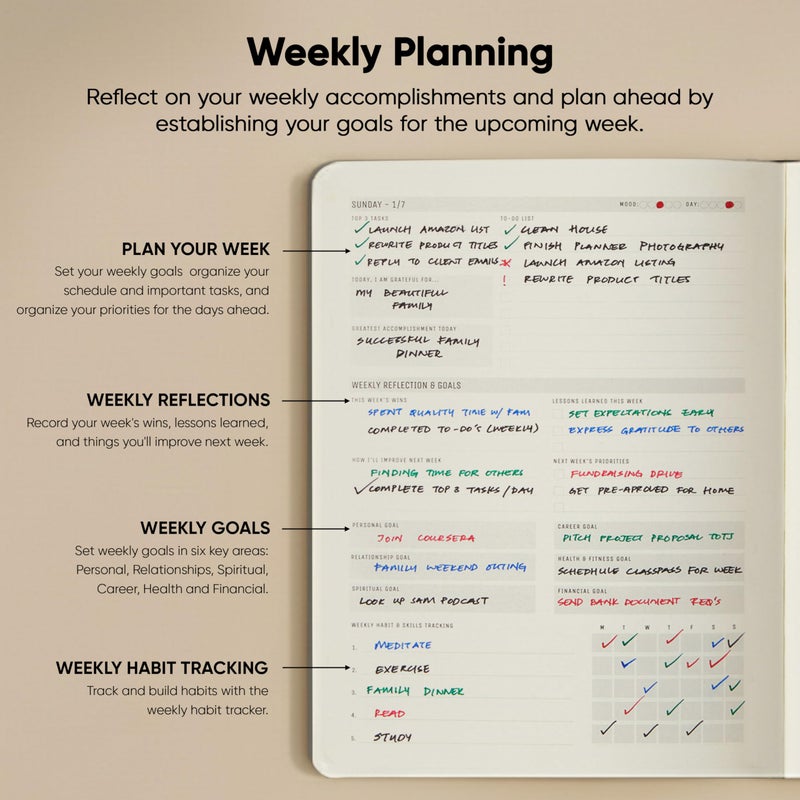PRODUCTIVITY STORE Dated, 2026 Planner, 8.5" x 11" - The #1 Productivity Planner to Achieve Your 2026 Goals - Planner 2026-2027 by PRODUCTIVITY STORE (A4, GREY) - Image 4
