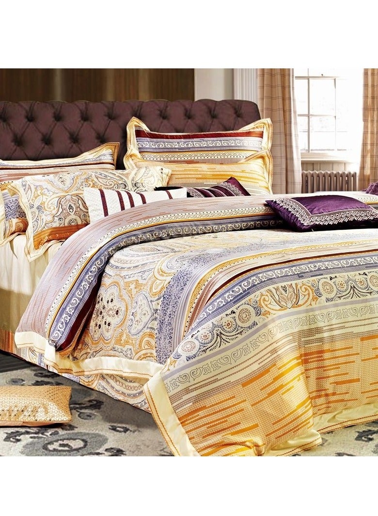 Pure Natural Silk High Grade Silk Printed 4 Pieces Suit Set 1 Quilt 200x230 1Bed Sheet 2Pillowcase  - Image 1