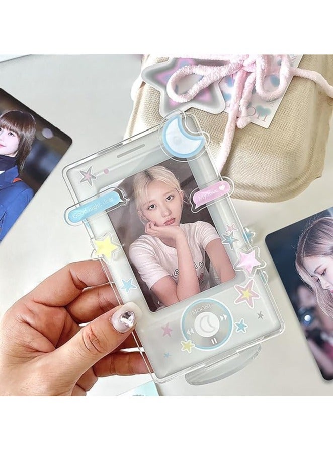SYOSI Acrylic Kpop Photocard Holder 2 Packs 3 Inch Acrylic Kpop Photocard Holder with Decorative Accessories Kpop Photocard Display Frame Kpop Photocard Stand Kpop Photocard Organizer for Tabletop Decor - Image 2